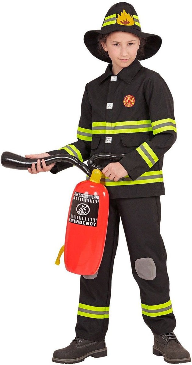 Brandweer Kostuum | Nypd Brandweer Zwart | Jongen | Maat 128 | Carnaval kostuum | Verkleedkleding